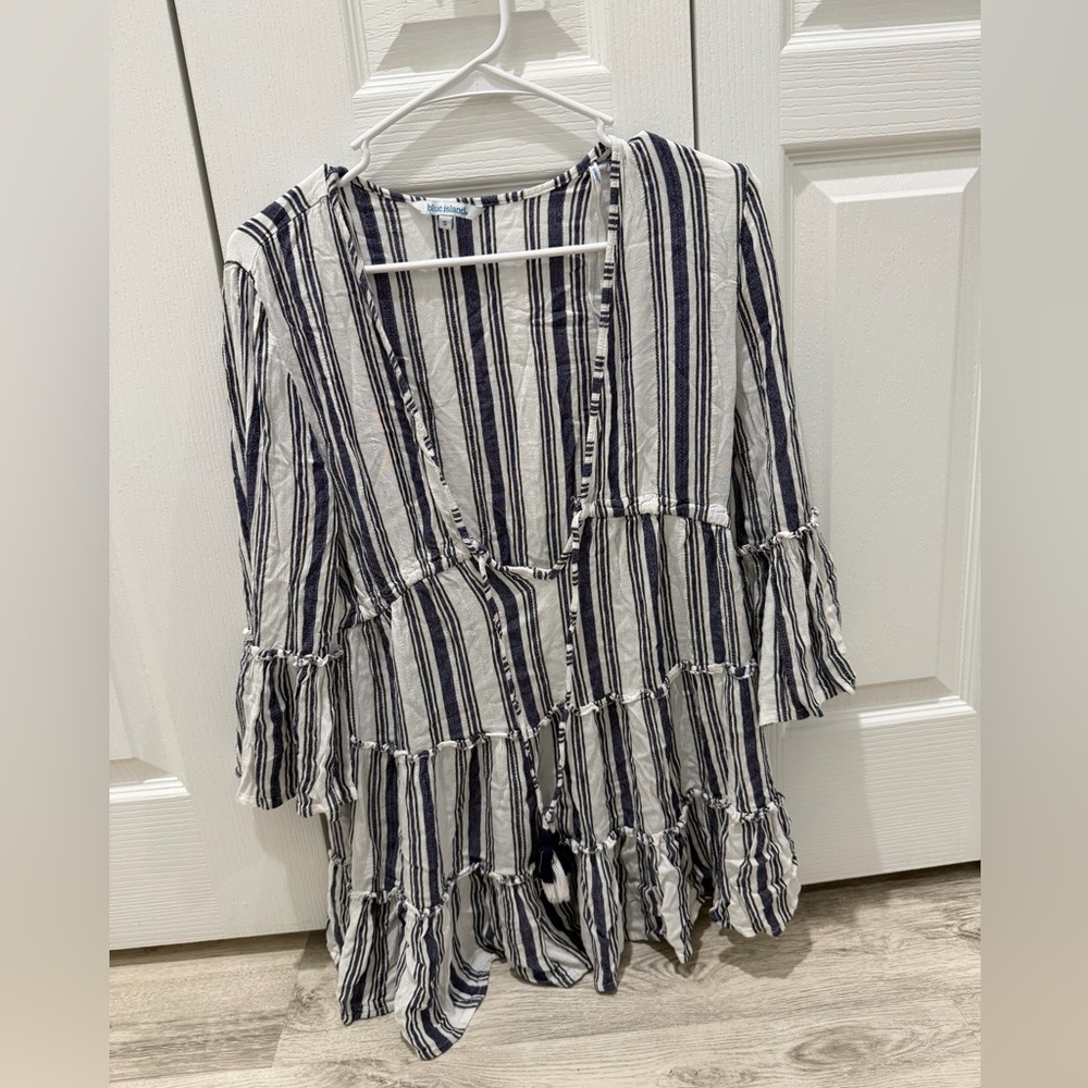 Blue Island Navy and White Striped Tunic